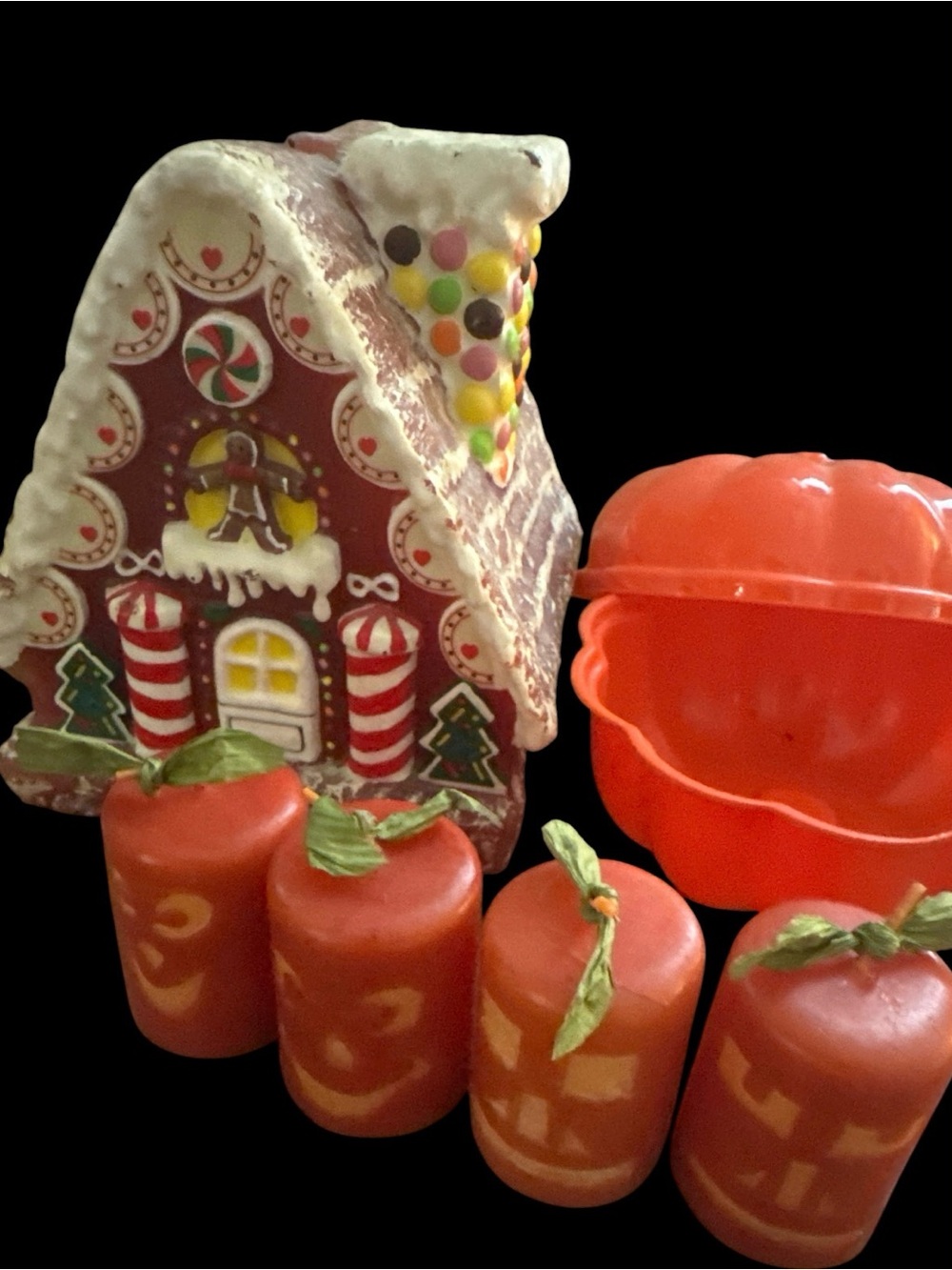Holiday Gingerbread House Candle  and Halloween Decorative Candle Set